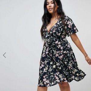 ASOS CURVE Plus Floral Wrap Midi Dress